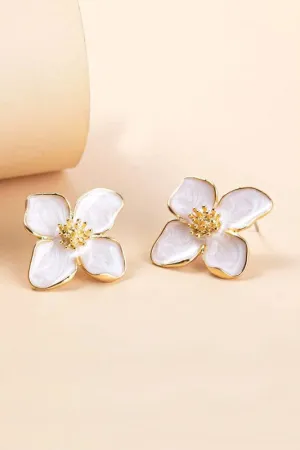 Whimsical Flower Earrings White