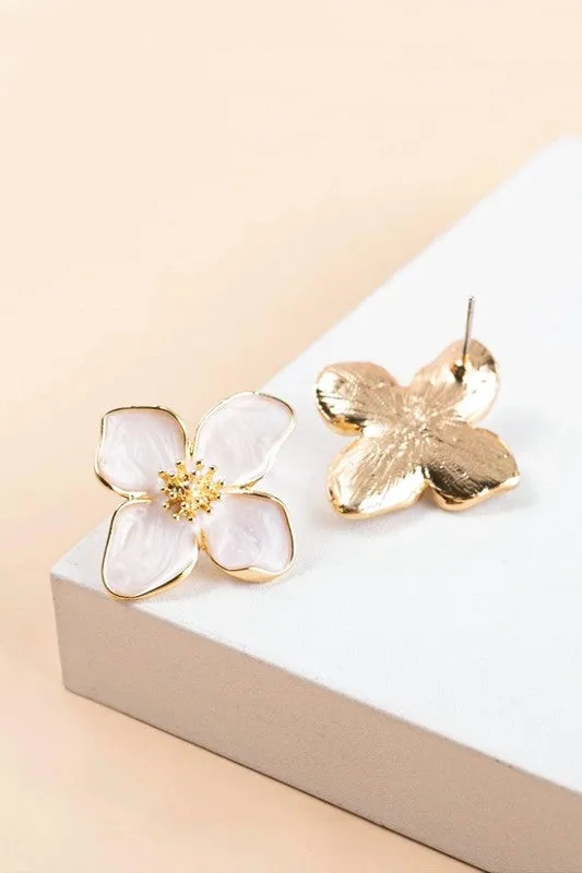 Whimsical Flower Earrings White
