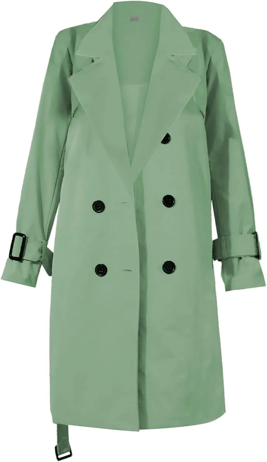 Women's Double Breasted Long Trench Coat 2024 Windproof Classic Lapel Windbreaker Jackets Stylish Loose Overcoat Outerwear