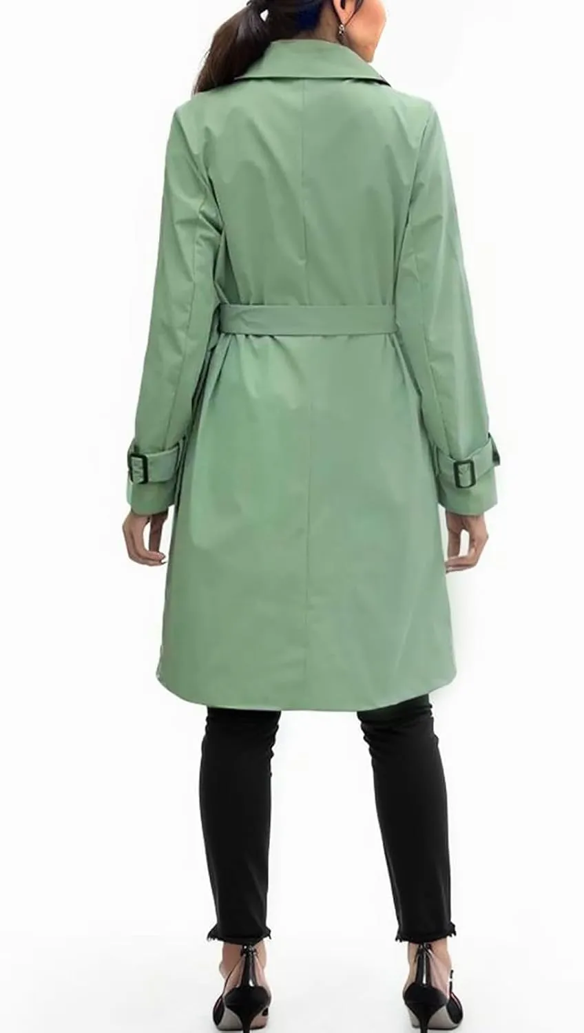 Women's Double Breasted Long Trench Coat 2024 Windproof Classic Lapel Windbreaker Jackets Stylish Loose Overcoat Outerwear