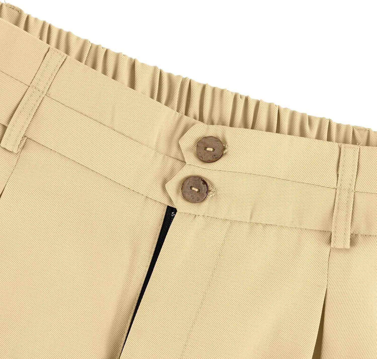 Womens Wide Leg Dress Pants Stretchy Palazzo Pants Business High Elastic Waisted Button Long Trousers