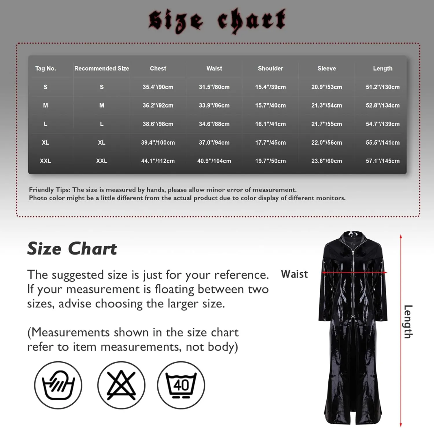 Yartina Womens Shiny Metallic Leather Turtleneck Trench Coat Zipper Front Long Jacket Casual Clubwear